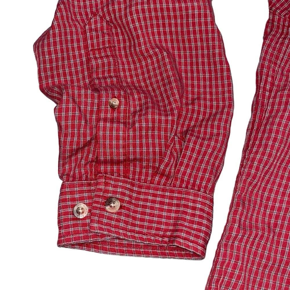 The North Face Men’s Red Plaid Roll Tab Long Sleeve Button Up Shirt size XL